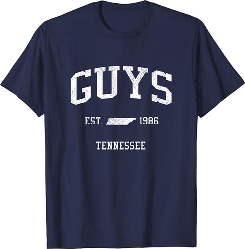 Guys Tennessee TN T-Shirt Vintage Athletic Sports Design Tee