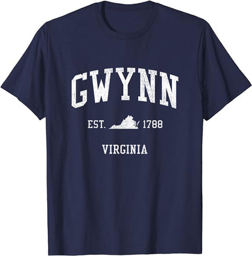 Gwynn Virginia VA Vintage Athletic Sports Design T-Shirt JS01