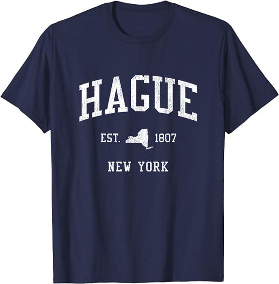 Hague New York NY T-Shirt Vintage Athletic Sports Design Tee