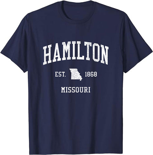 Hamilton Missouri MO T-Shirt Vintage Athletic Sports Design Tee