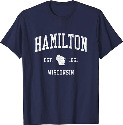 Hamilton Wisconsin WI T-Shirt Vintage Athletic Sports Design Tee