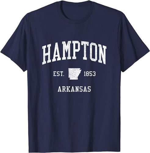 Hampton Arkansas AR T-Shirt Vintage Athletic Sports Design Tee