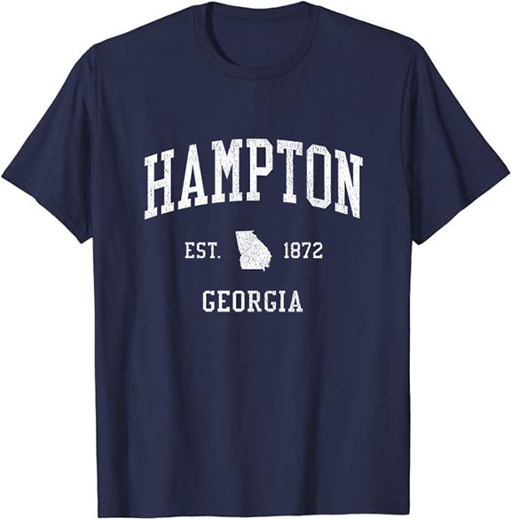 Hampton Georgia GA T-Shirt Vintage Athletic Sports Design Tee