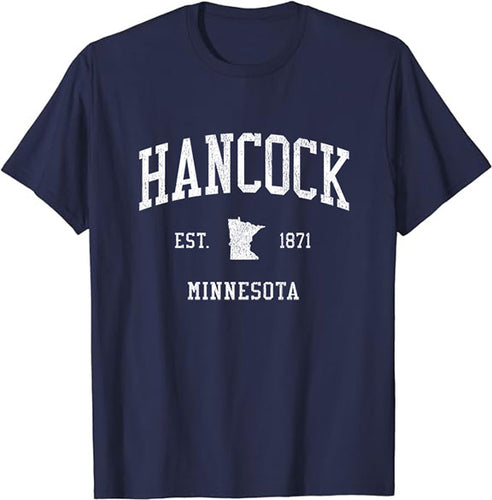 Hancock Minnesota MN T-Shirt Vintage Athletic Sports Design Tee