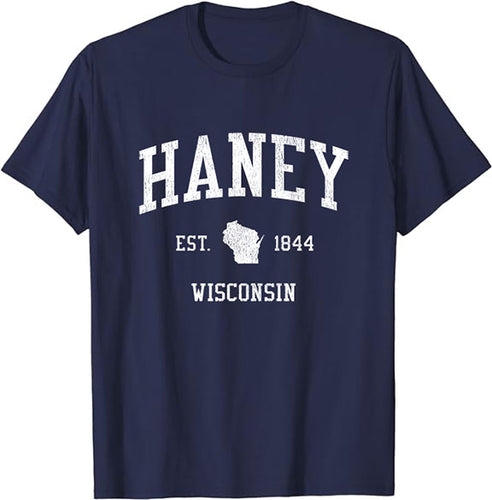 Haney Wisconsin WI T-Shirt Vintage Athletic Sports Design Tee