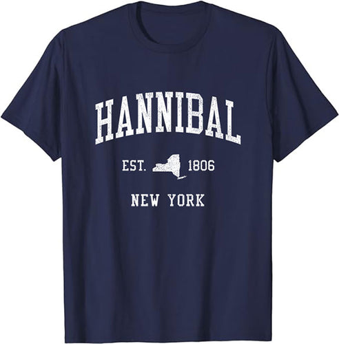 Hannibal New York NY T-Shirt Vintage Athletic Sports Design Tee