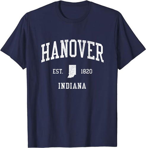 Hanover Indiana IN T-Shirt Vintage Athletic Sports Design Tee