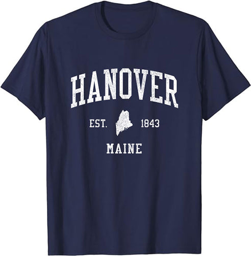 Hanover Maine ME T-Shirt Vintage Athletic Sports Design Tee