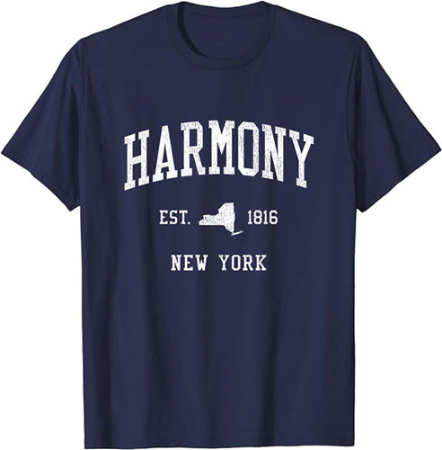 Harmony New York NY T-Shirt Vintage Athletic Sports Design Tee