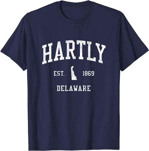 Hartly Delaware DE T-Shirt Vintage Athletic Sports Design Tee