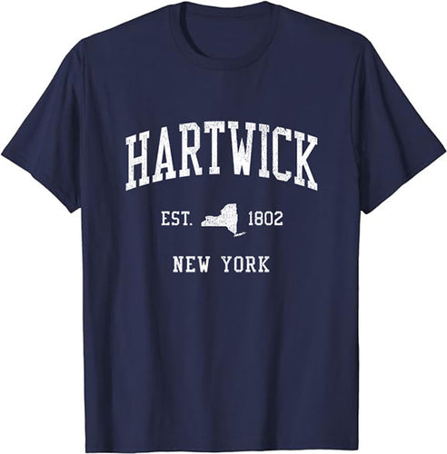 Hartwick New York NY T-Shirt Vintage Athletic Sports Design Tee