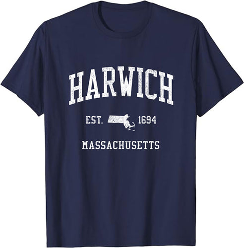 Harwich Massachusetts MA T-Shirt Vintage Athletic Sports Design Tee