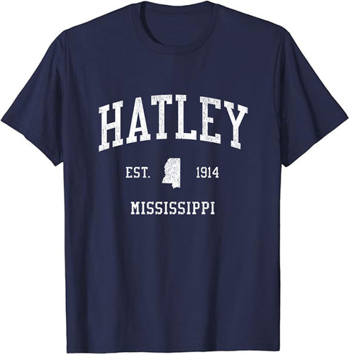 Hatley Mississippi MS T-Shirt Vintage Athletic Sports Design Tee