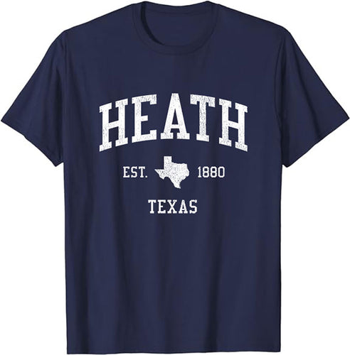 Heath Texas TX T-Shirt Vintage Athletic Sports Design Tee