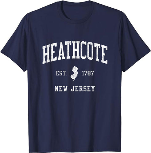 Heathcote New Jersey NJ T-Shirt Vintage Athletic Sports Design Tee