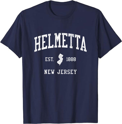 Helmetta New Jersey NJ T-Shirt Vintage Athletic Sports Design Tee