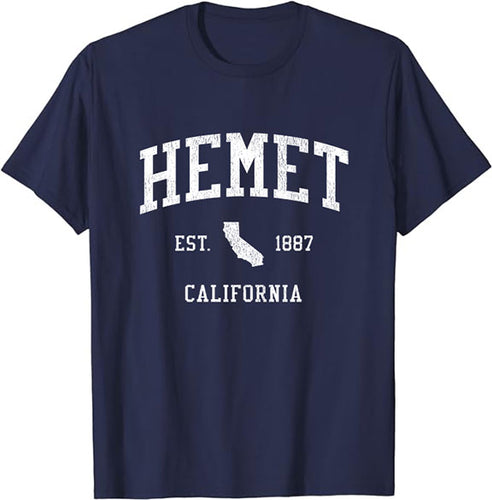 Hemet California CA T-Shirt Vintage Athletic Sports Design Tee