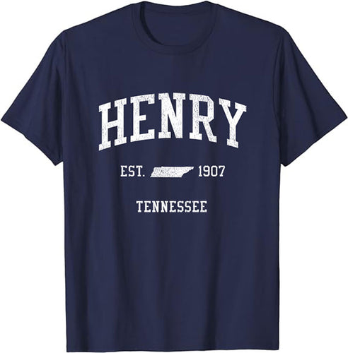 Henry Tennessee TN T-Shirt Vintage Athletic Sports Design Tee