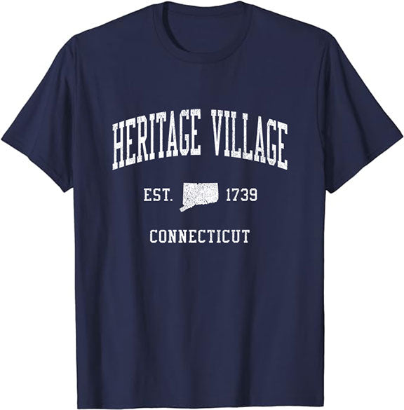 Heritage Village Connecticut CT T-Shirt Vintage Athletic Sports Design Tee