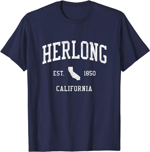 Herlong California CA T-Shirt Vintage Athletic Sports Design Tee