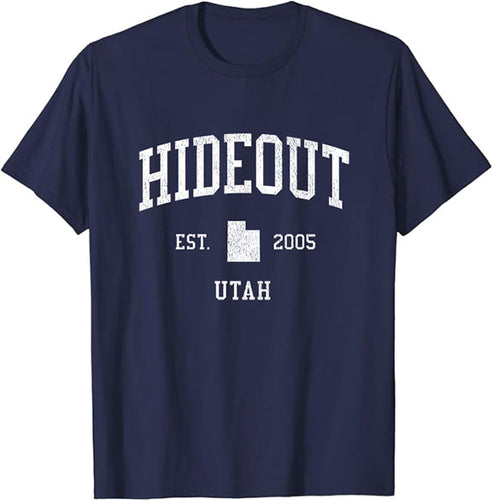 Hideout Utah UT T-Shirt Vintage Athletic Sports Design Tee