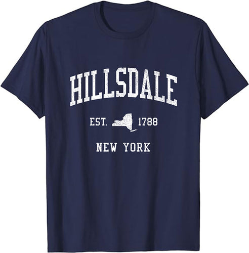Hillsdale New York NY T-Shirt Vintage Athletic Sports Design Tee
