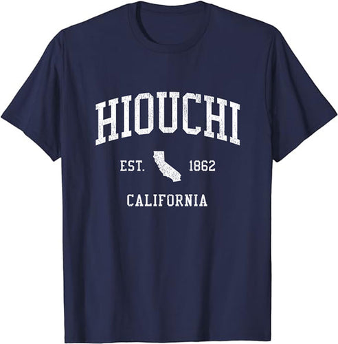 Hiouchi California CA T-Shirt Vintage Athletic Sports Design Tee