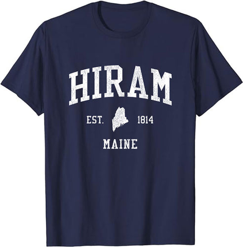 Hiram Maine ME T-Shirt Vintage Athletic Sports Design Tee