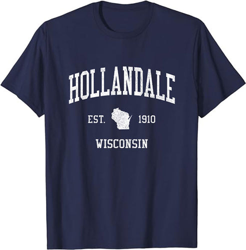 Hollandale Wisconsin WI T-Shirt Vintage Athletic Sports Design Tee