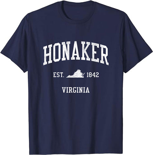 Honaker Virginia VA Vintage Athletic Sports Design T-Shirt JS01