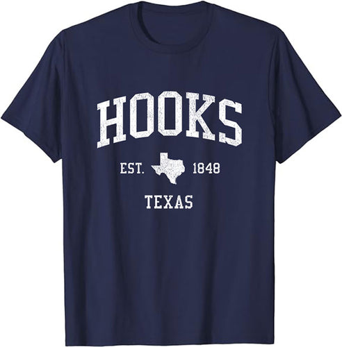 Hooks Texas TX T-Shirt Vintage Athletic Sports Design Tee