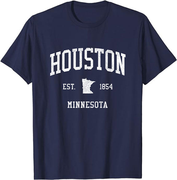 Houston Minnesota MN T-Shirt Vintage Athletic Sports Design Tee