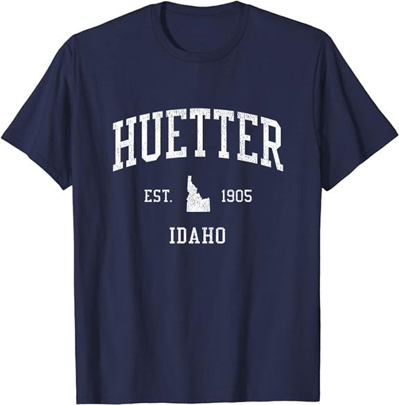 Huetter Idaho ID T-Shirt Vintage Athletic Sports Design Tee