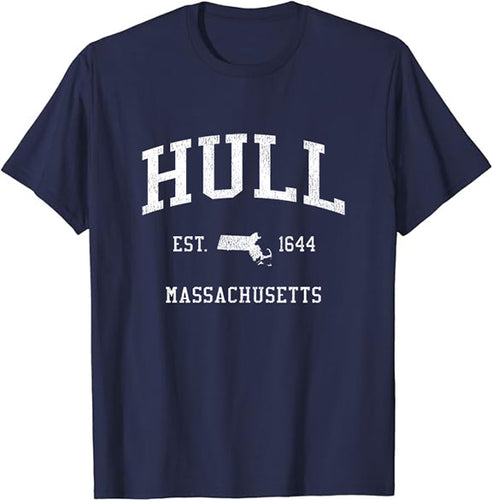 Hull Massachusetts MA T-Shirt Vintage Athletic Sports Design Tee