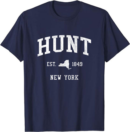 Hunt New York NY T-Shirt Vintage Athletic Sports Design Tee