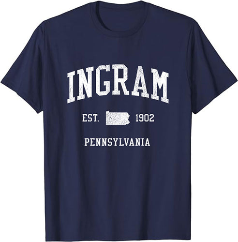 Ingram Pennsylvania PA T-Shirt Vintage Athletic Sports Design Tee