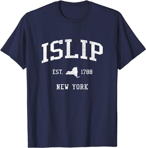 Islip New York NY T-Shirt Vintage Athletic Sports Design Tee