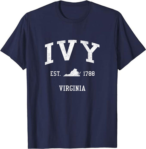 Ivy Virginia VA Vintage Athletic Sports Design T-Shirt JS01