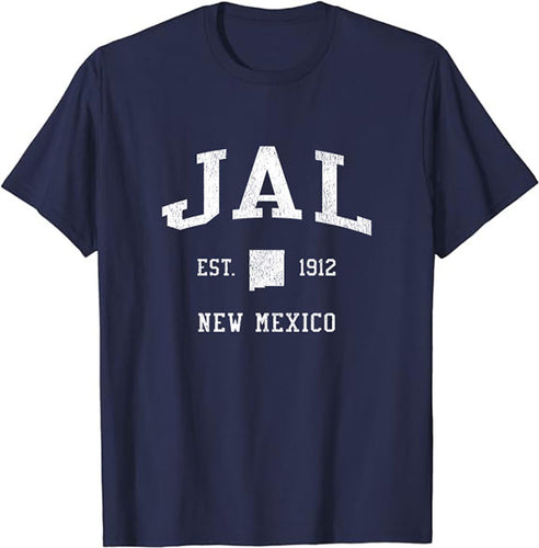 Jal New Mexico NM T-Shirt Vintage Athletic Sports Design Tee
