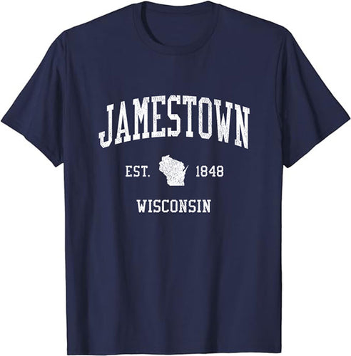 Jamestown Wisconsin WI T-Shirt Vintage Athletic Sports Design Tee