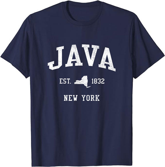 Java New York NY T-Shirt Vintage Athletic Sports Design Tee