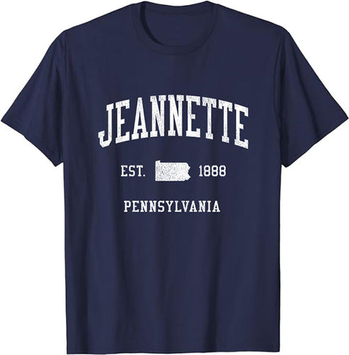 Jeannette Pennsylvania PA T-Shirt Vintage Athletic Sports Design Tee