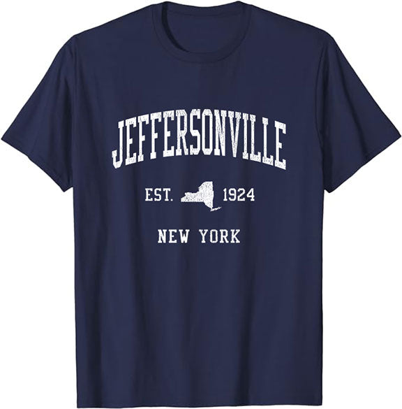 Jeffersonville New York NY T-Shirt Vintage Athletic Sports Design Tee