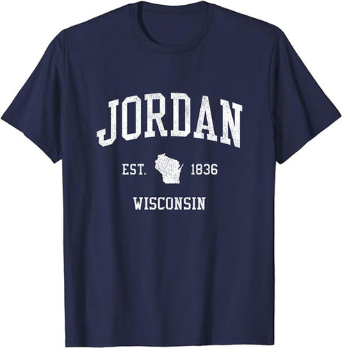 Jordan Wisconsin WI T-Shirt Vintage Athletic Sports Design Tee