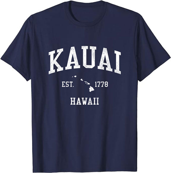 KauaiHawaii HI T-Shirt Vintage Athletic Sports Design Tee