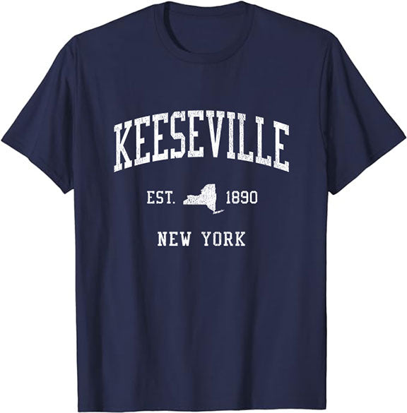 Keeseville New York NY T-Shirt Vintage Athletic Sports Design Tee