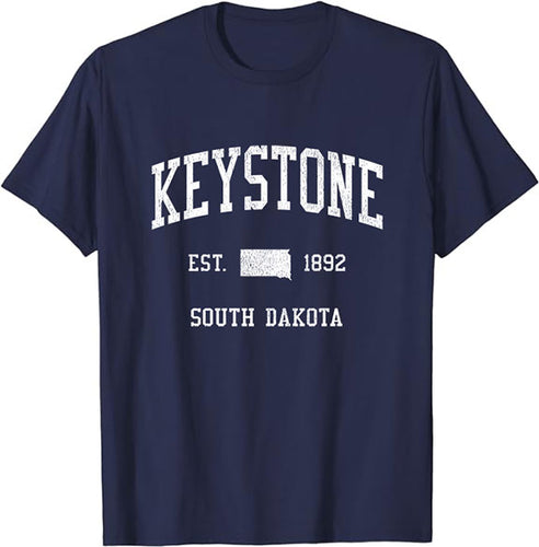 Keystone South Dakota SD T-Shirt Vintage Athletic Sports Design Tee