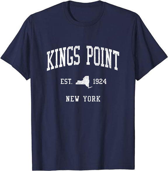 Kings Point New York NY T-Shirt Vintage Athletic Sports Design Tee