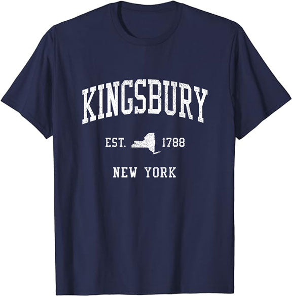 Kingsbury New York NY T-Shirt Vintage Athletic Sports Design Tee