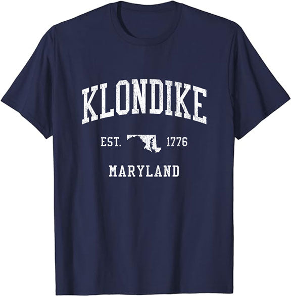 Klondike Maryland MD T-Shirt Vintage Athletic Sports Design Tee